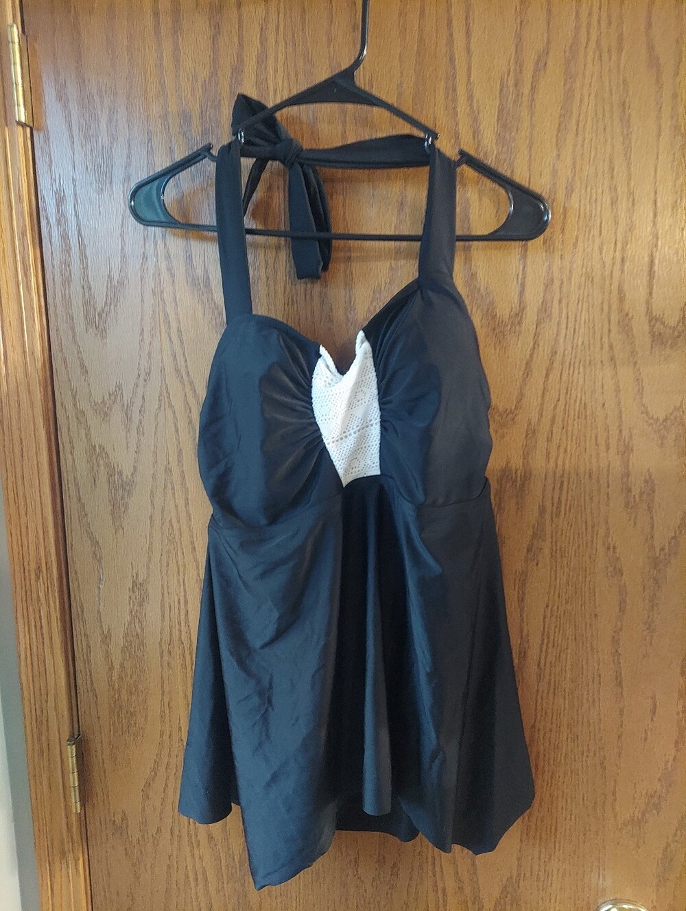 Love My Curves Womens Black Crochet Lace Cutout Halter Swim Dress Tankini Top 16